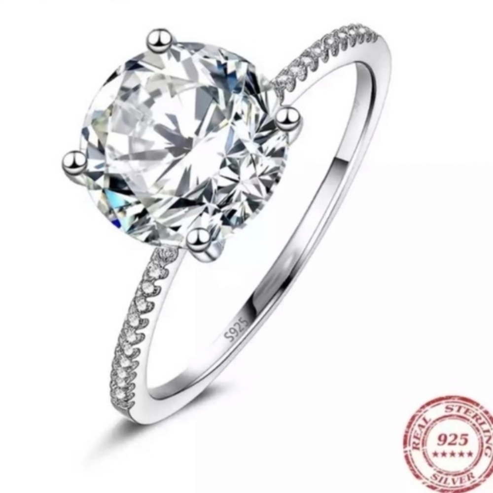3Ct Natural Zircon Sterling Silver Ring! - Picture 10 of 17